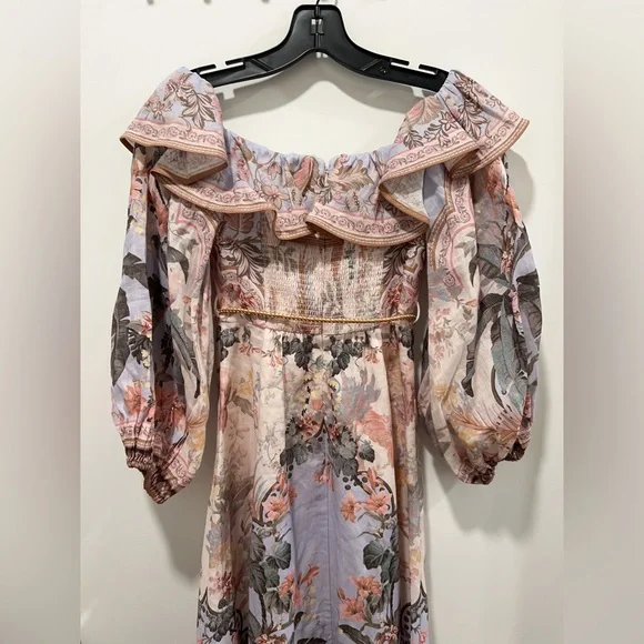 🔥NWT AU0 Zimmermann Wylie Off-The-Shoulder Midi-Dress - Picture 9 of 16